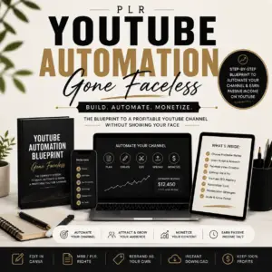Youtube Automation – Gone Faceless PLR digital product blueprint and resources for online entrepreneurs.