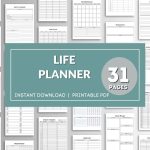 Life Planner Printable Bundle: 31 pages of printable PDF templates for personal productivity and goal