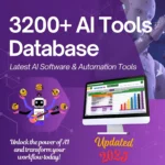 AI tools database graphic showcasing latest software and automation tools for digital entrepreneurs.