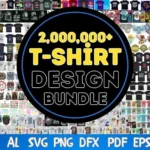 2,000,000+ T-shirt design bundle featuring various graphics and digital assets for social media marketing.