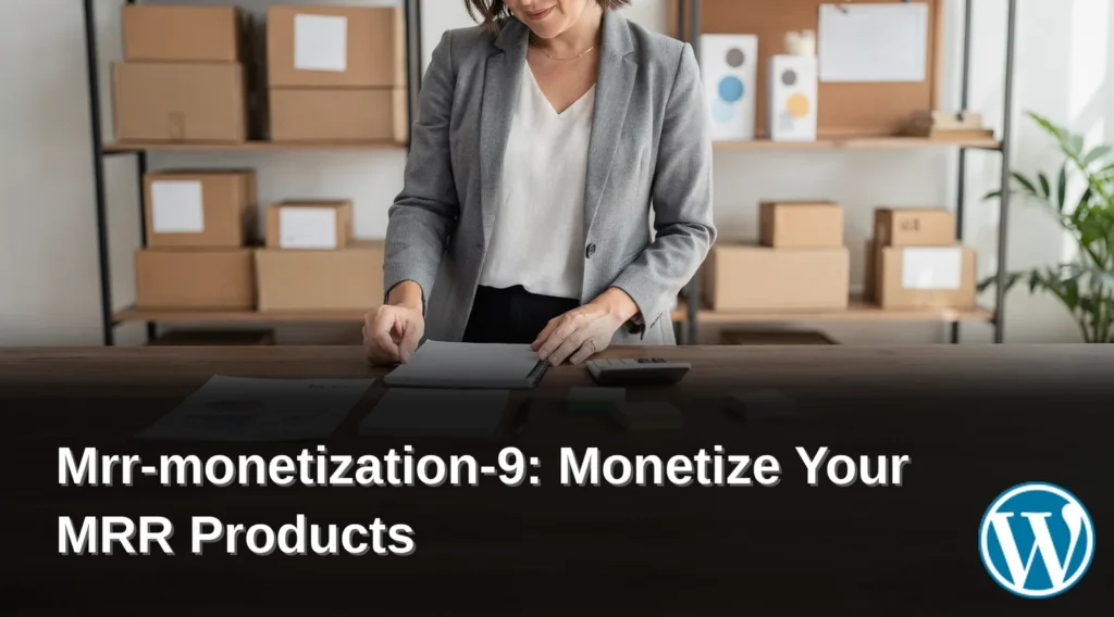 Woman reviewing digital products and financial documents for online store setup and MRR monetization.